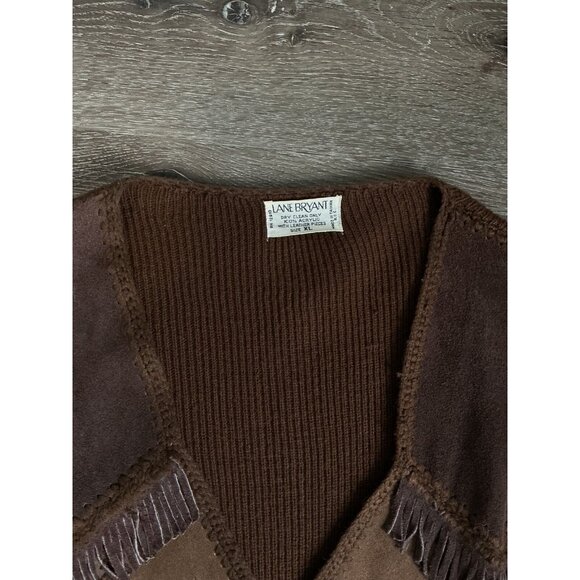 Vintage Lane Bryant Fringe Leather Front‎ Vest XL Festival Western - Picture 8 of 11